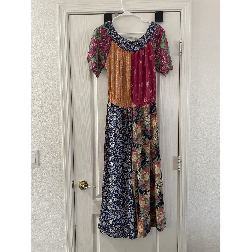 Sacred Threads S/M Patch floral Pant Shirt Sleeve Romper